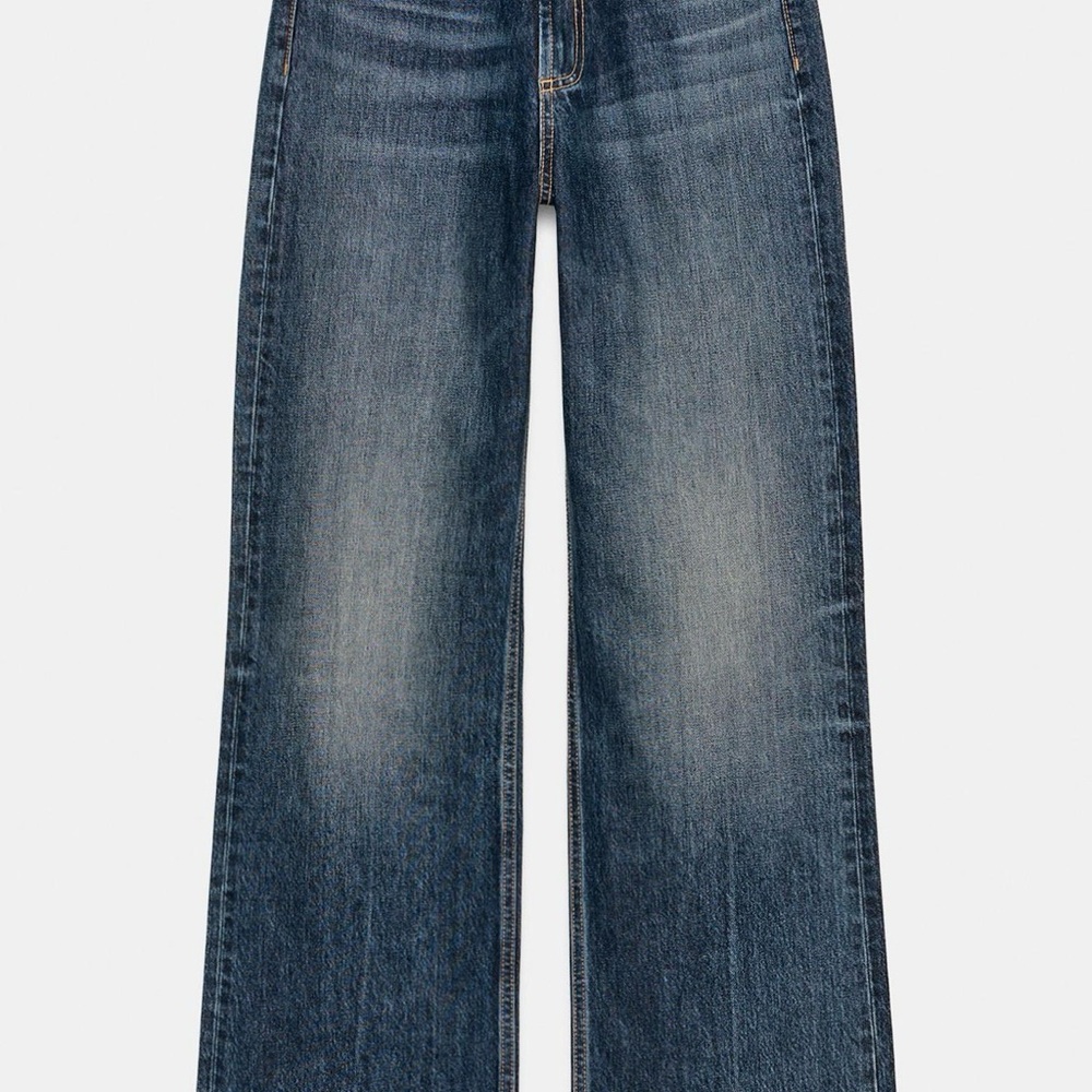 Zara Wide Leg Womens Jeans in Medium Blue